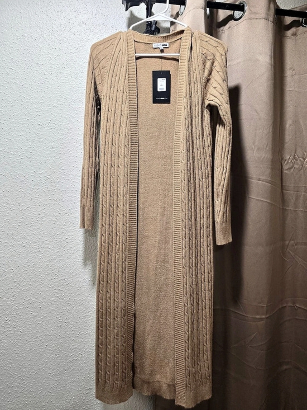 Fashion Nova Cable-Knit Long Cardigan in Brown Size Large NWT